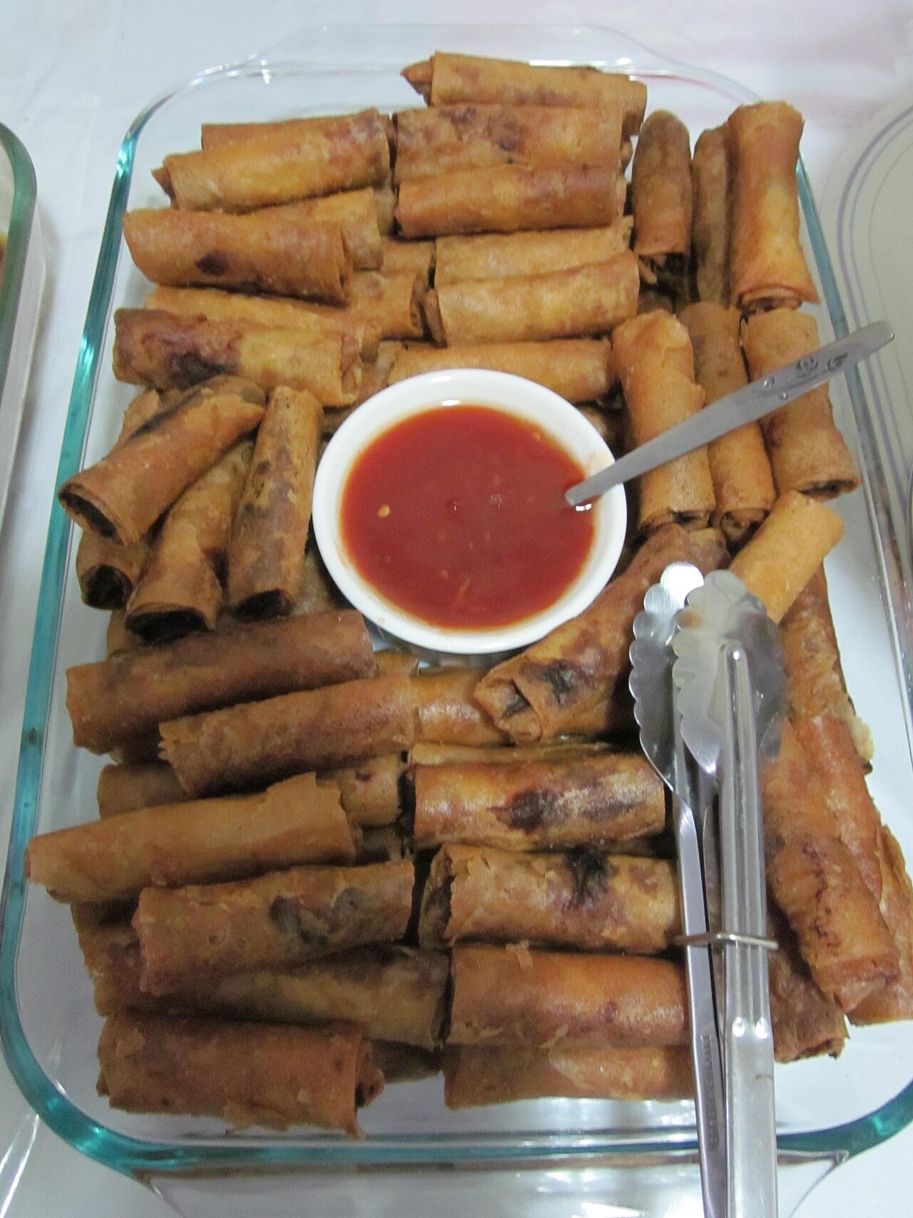 Lumpiang Shanghai: Crispy Filipino Pork Spring Rolls - A tray of lumpiang Shanghai for sharing.
