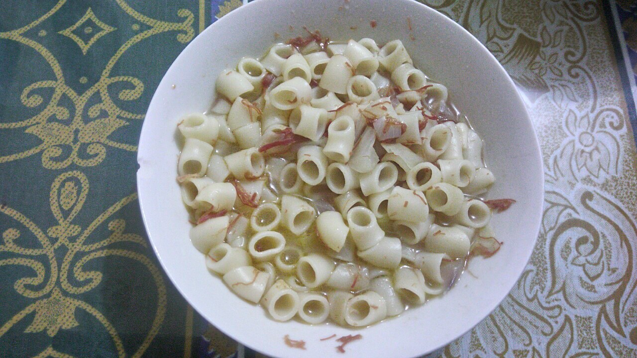 Chicken Sopas: Creamy Filipino Macaroni Soup - Sopas, a Filipino chicken noodle soup. Here, it is mixed with corned beef.