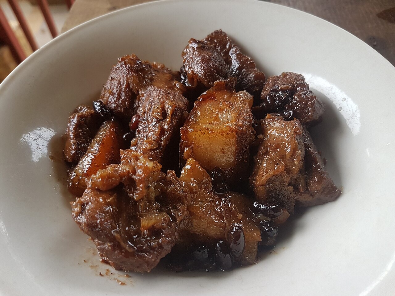 Humba: Visayan Braised Pork with Pineapple and Black Beans - Humba close-up.