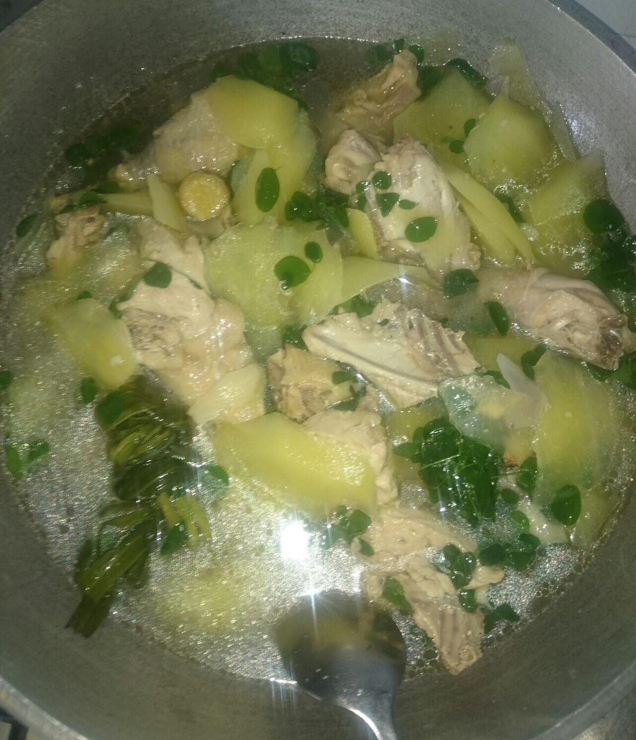 Tinolang Manok: Filipino Ginger Chicken Soup - Chicken tinola with moringa and chayote.