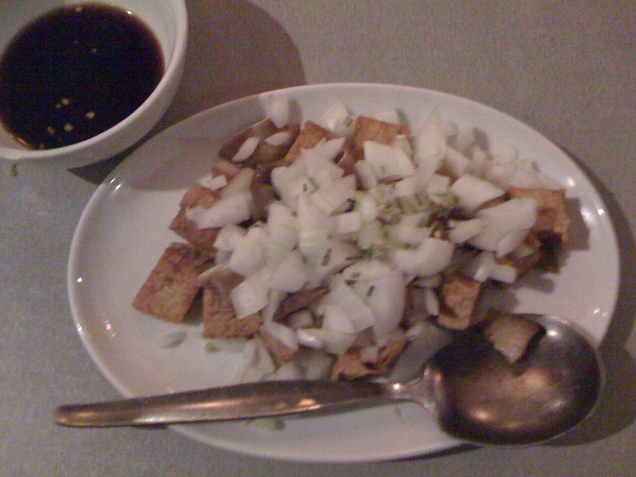 Tokwa't Baboy: Fried Tofu and Pork with Soy-Vinegar Dressing - Tokwa't Baboy serving photo.