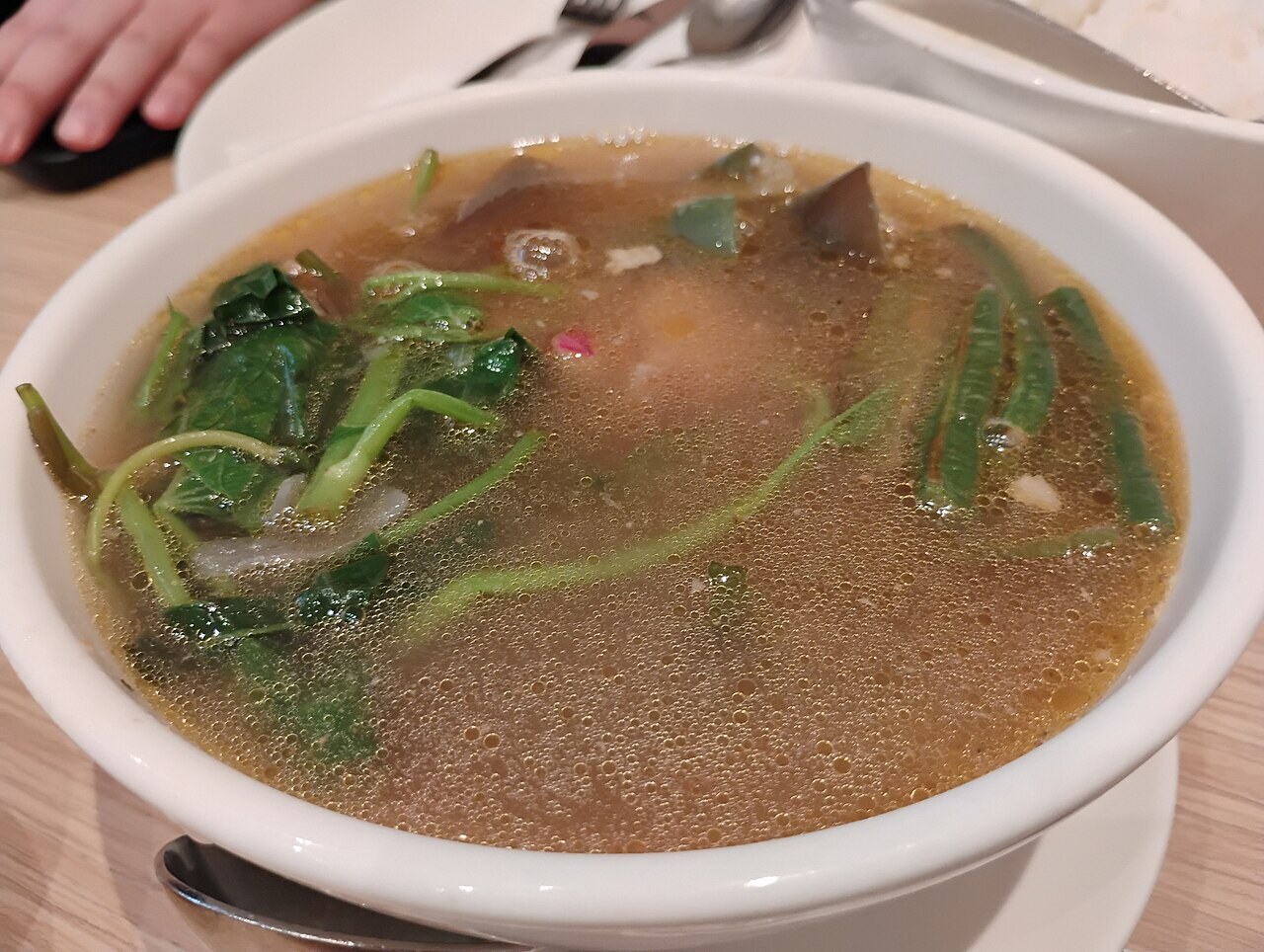 Pork Sinigang: Filipino Tamarind Soup with Vegetables - Pork sinigang with vegetables.