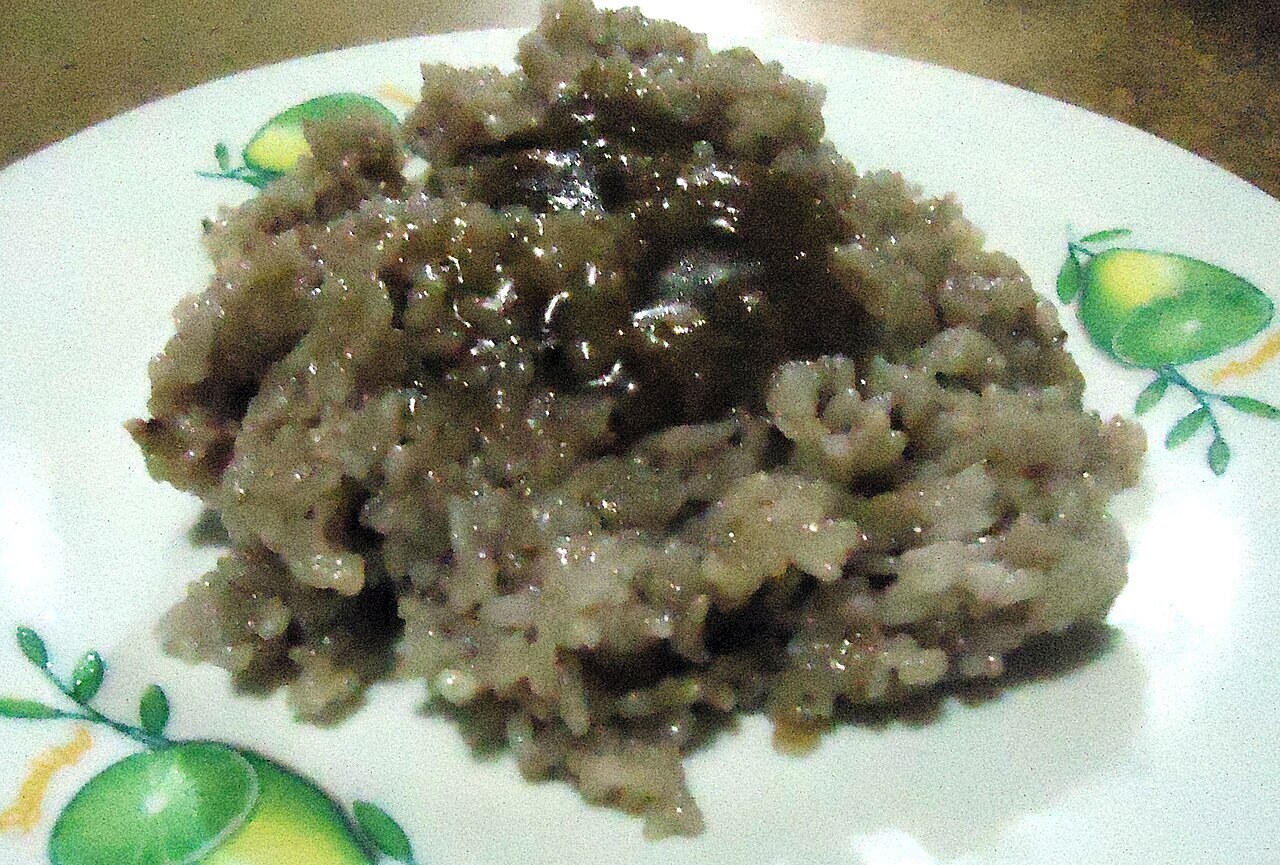 Biko: Filipino Sticky Rice Cake with Coconut Caramel - Biko cut into squares.