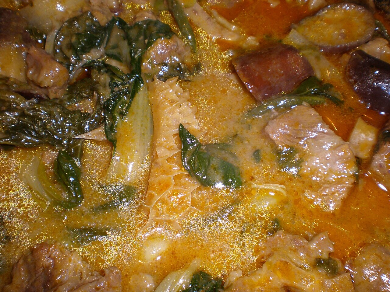 Kare-Kare: Filipino Peanut Stew with Oxtail and Vegetables - Oxtail kare-kare with tripe.