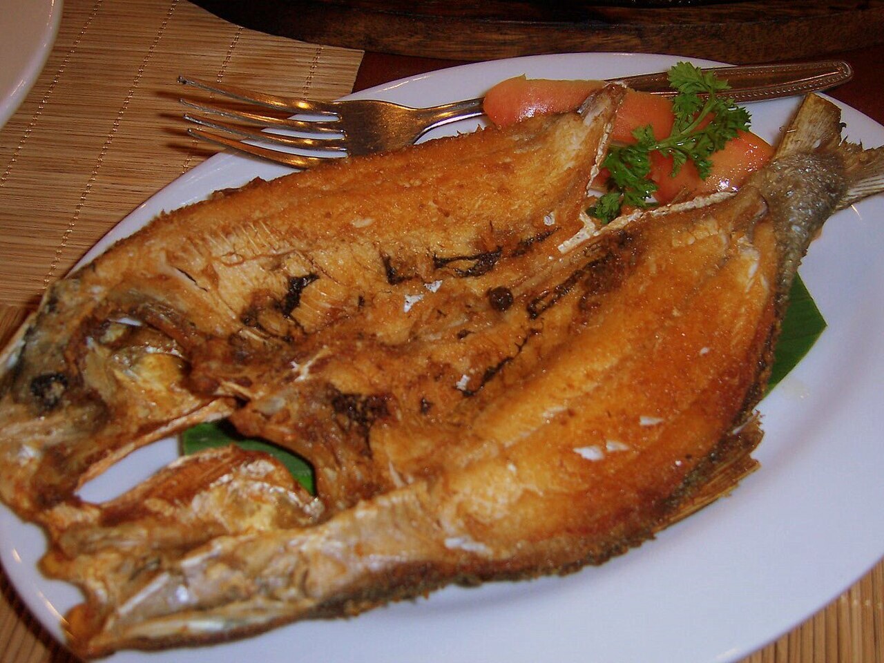 Daing na Bangus with Garlic Rice and Tomato Salad - Daing na bangus.