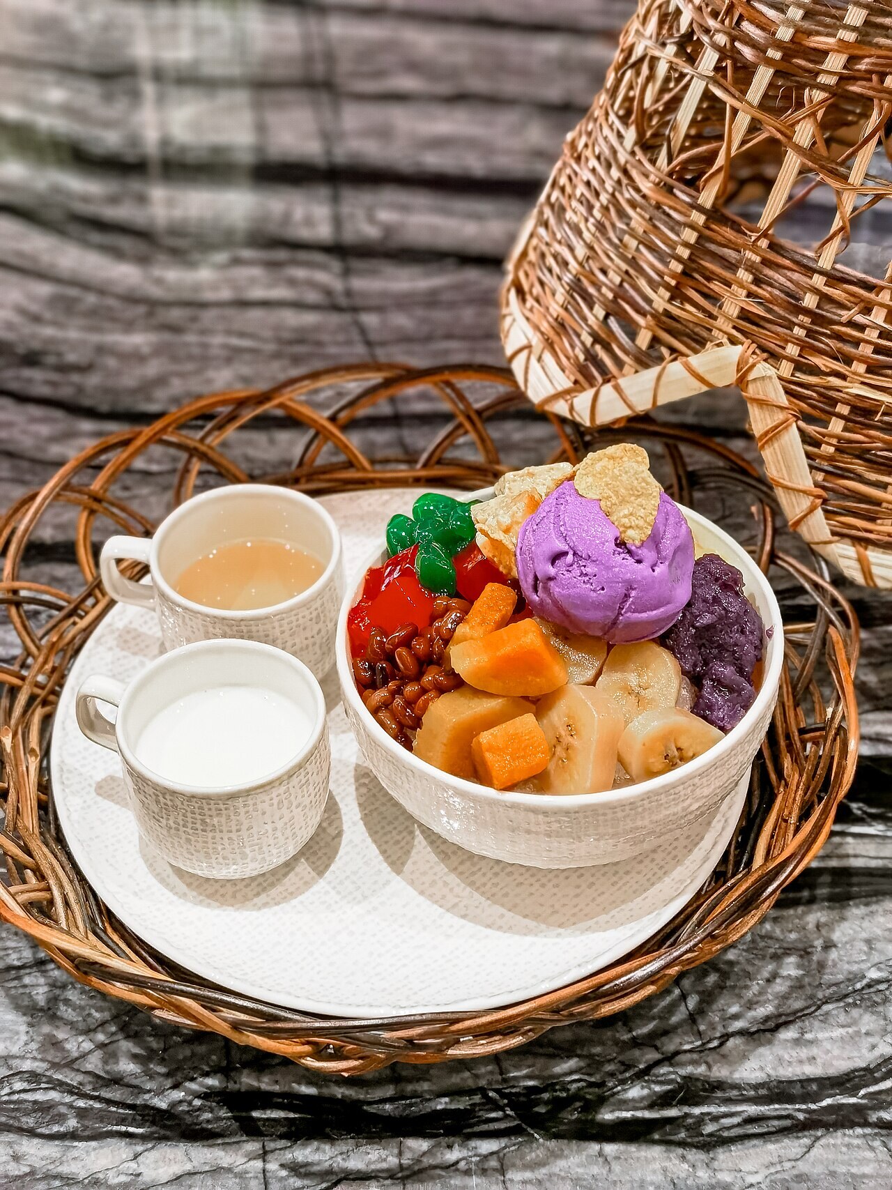 Halo-Halo: Filipino Shaved Ice Dessert - Halo-halo with colorful toppings.