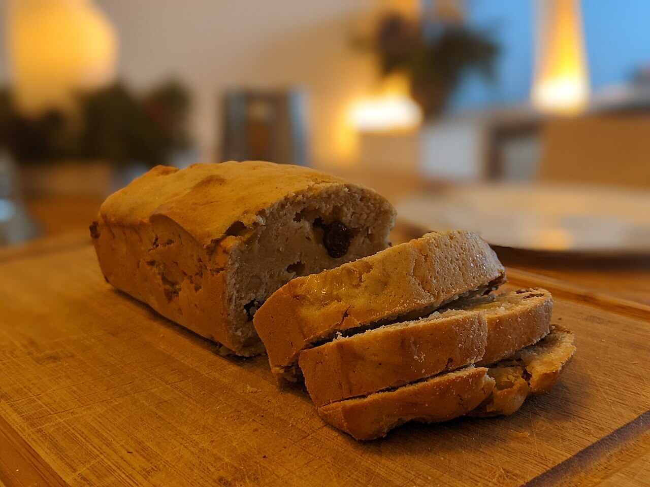 Coconut Calamansi Banana Bread with Ube Swirl - Banana bread slices for loaf texture.