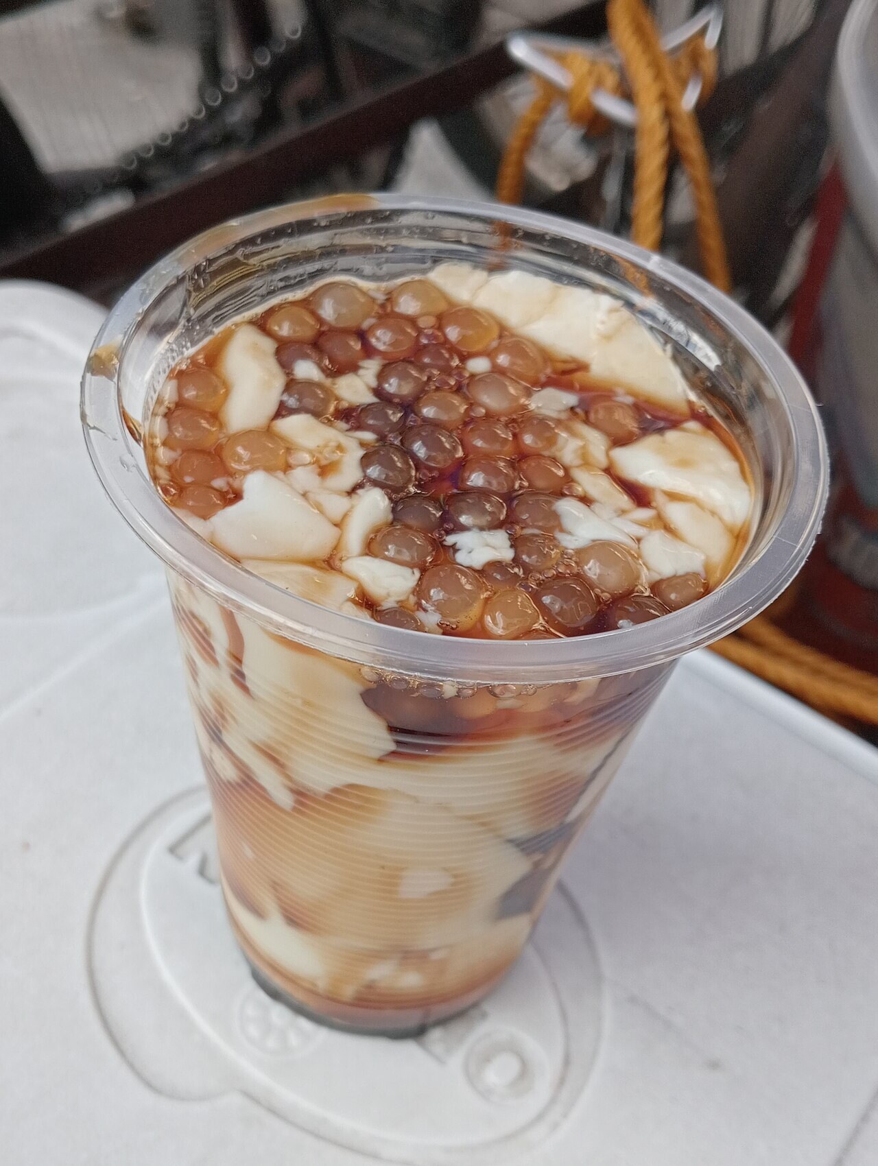 Taho: Warm Filipino Silken Tofu with Arnibal and Sago - Taho with arnibal and sago.