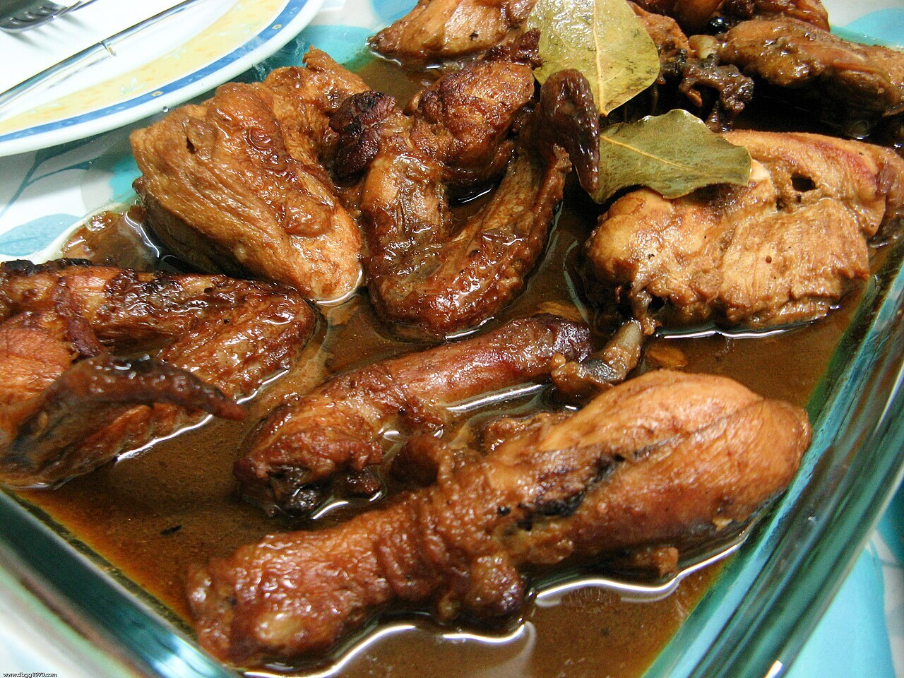 Crispy Chicken Adobo Flakes - Saucy chicken adobo close-up.