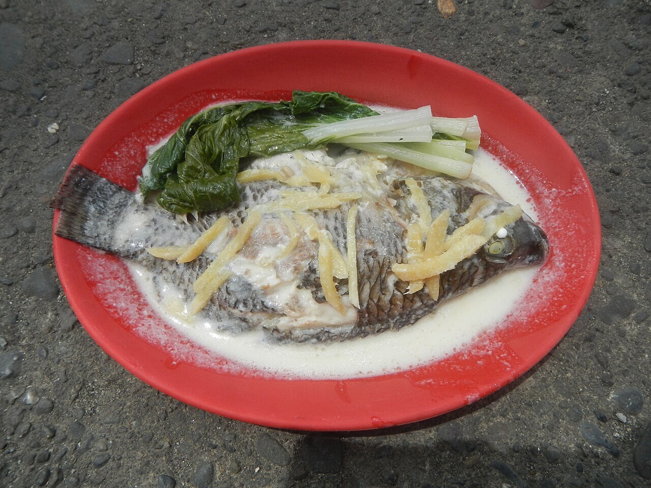 Ginataang Tilapia: Fish in Coconut Milk with Ginger and Greens - Lumpiang Sariwa Okoy Chop seuy Ginataang Tilapia Tinola Sauces of the Philippines Roast Beef Home cooking in the Phil.