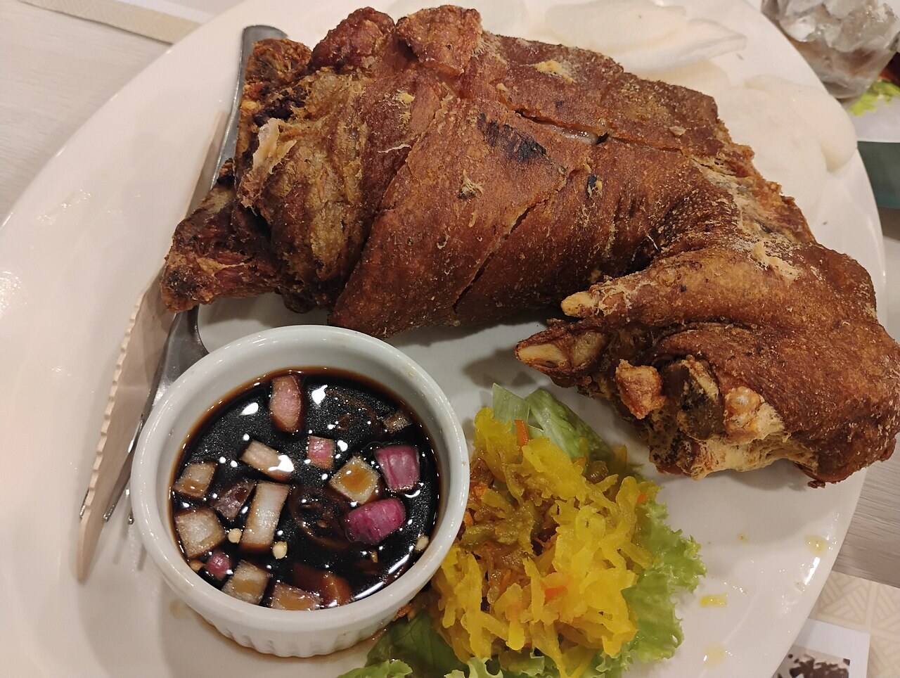 Crispy Pata: Filipino Fried Pork Leg with Vinegar Dip - Crispy Pata, Aristocrat Restaurant, Manila.