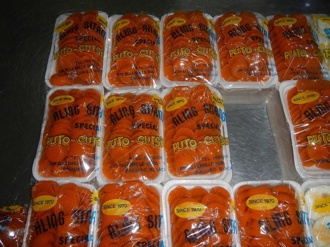 Kutsinta: Chewy Filipino Steamed Rice Cakes with Coconut - Aling Sitang's Puto kutsinta in Barangays Tangos , Baliuag, Bulacan , Bulacan Province from Flyover at the Maharlika.