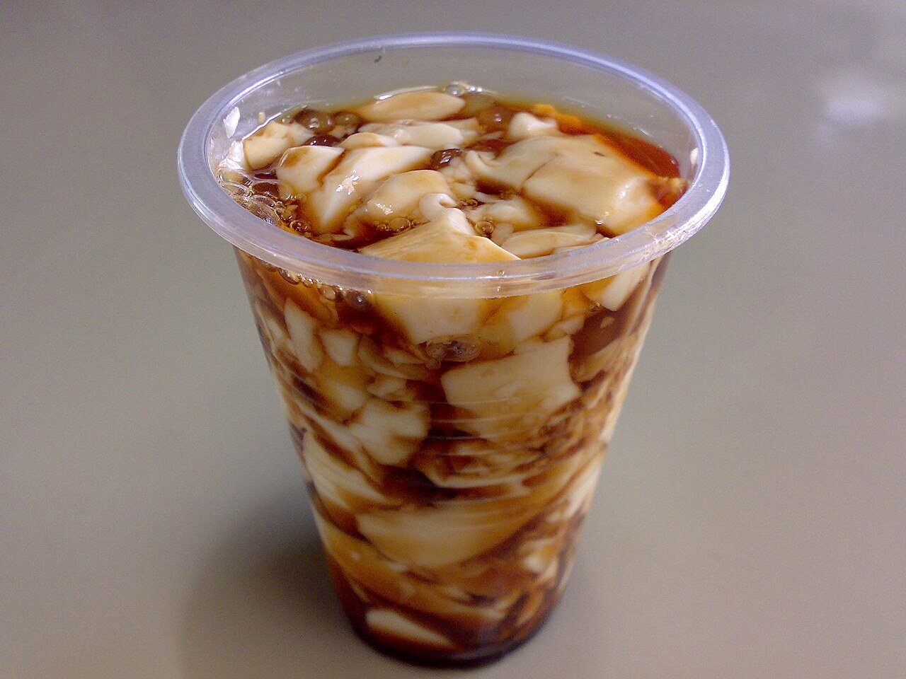Taho: Warm Filipino Silken Tofu with Arnibal and Sago - Taho serving.