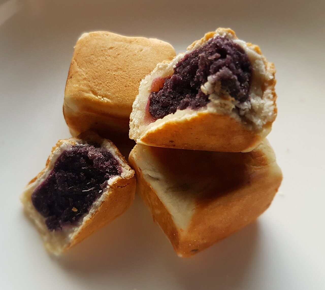 Pumpkin Pie Hopia: Filipino-American Holiday Pastry - Ube hopia pieces.