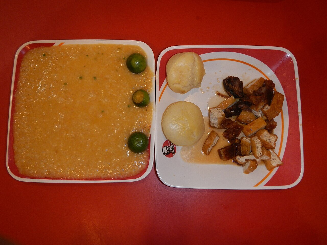 Lugaw with Tokwa't Baboy: Rice Porridge and Vinegar Topping - Cuisine of the Philippines, lugaw tokwa baboy, puto.