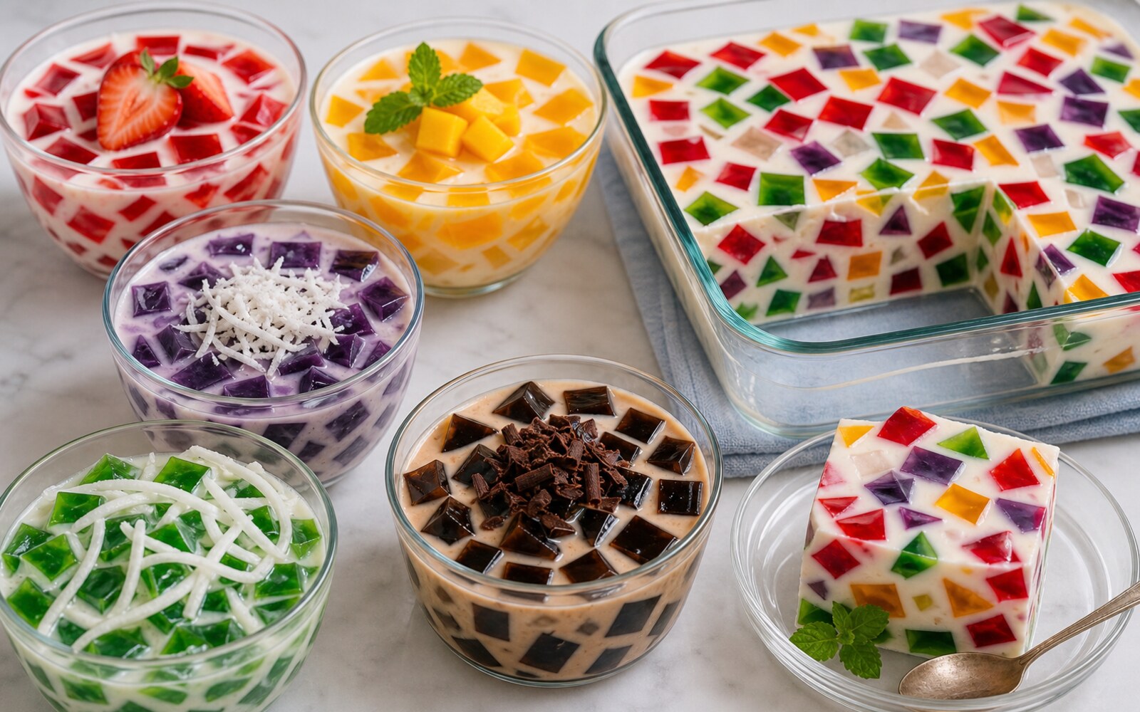 Broken Glass Gelatin Dessert Variations serving idea.