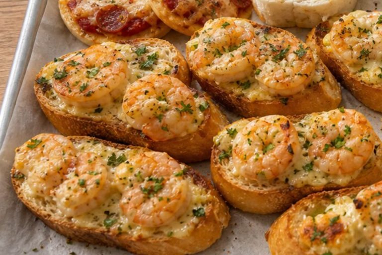 Cheesy Garlic Shrimp Crostini recipe