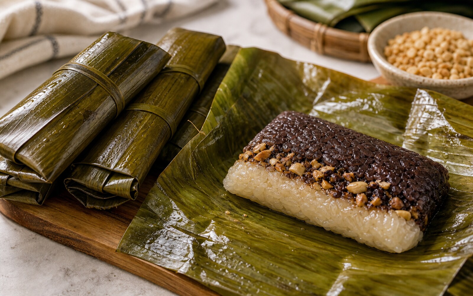 Chocolate Peanut Suman Malagkit serving idea.