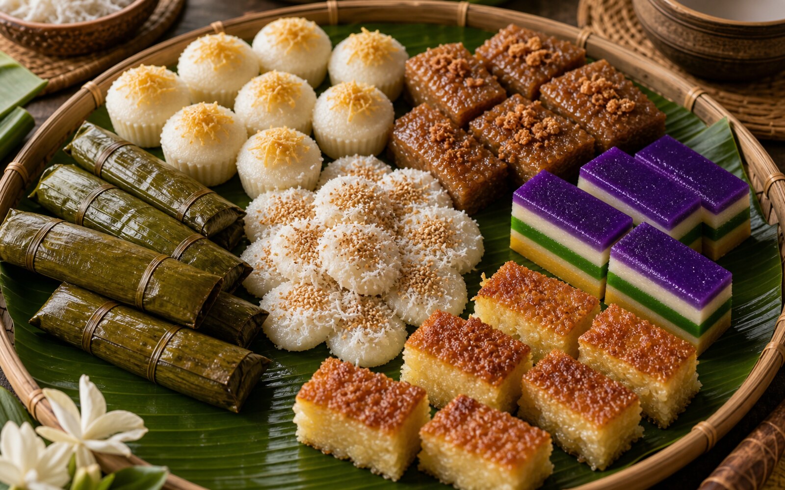 Classic Filipino Kakanin Sampler serving idea.