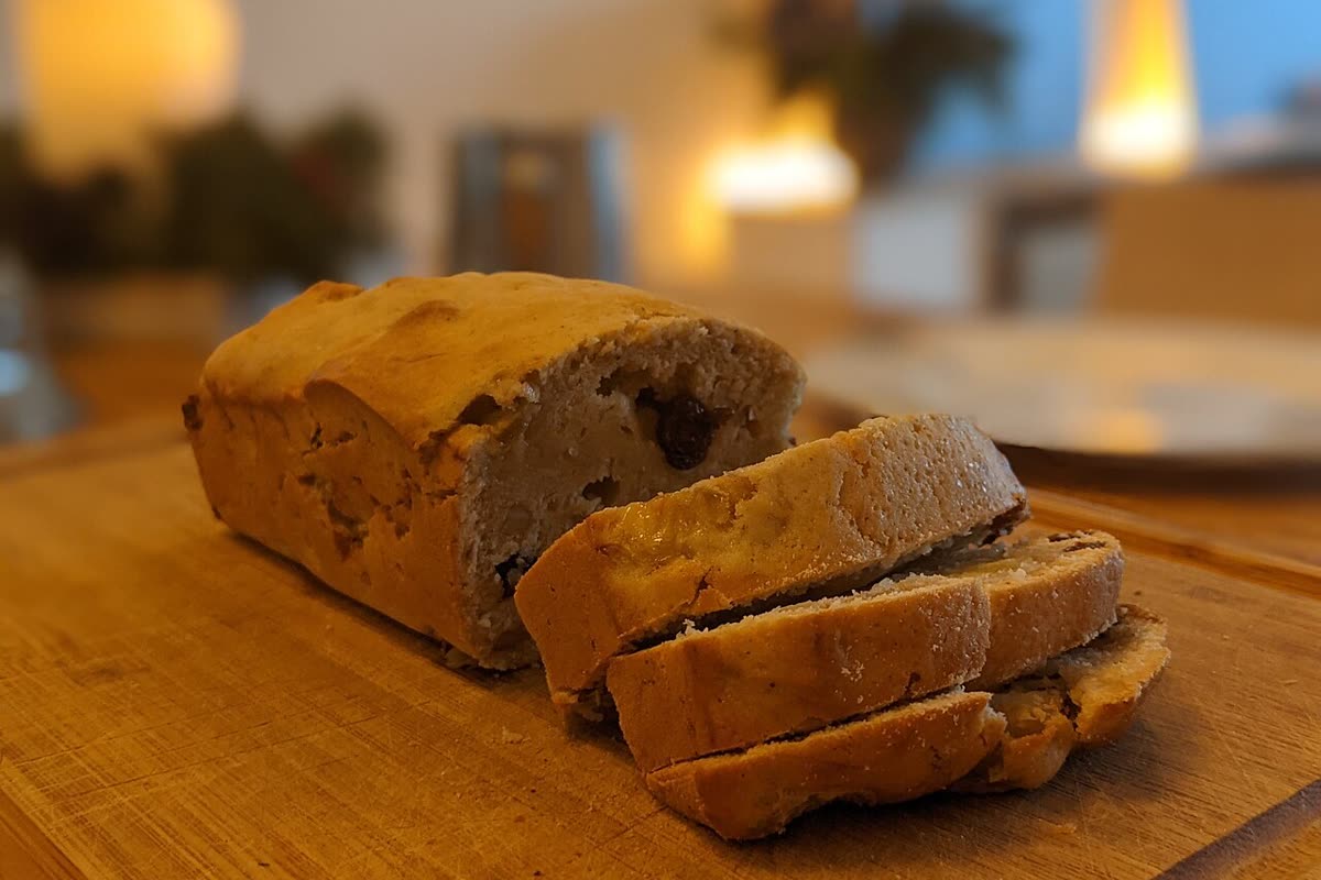 Coconut calamansi banana bread with ube swirl