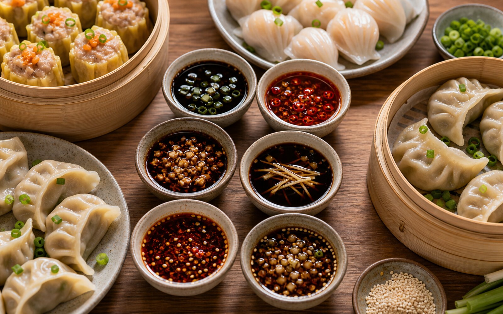 Dumpling Dipping Sauces serving idea.