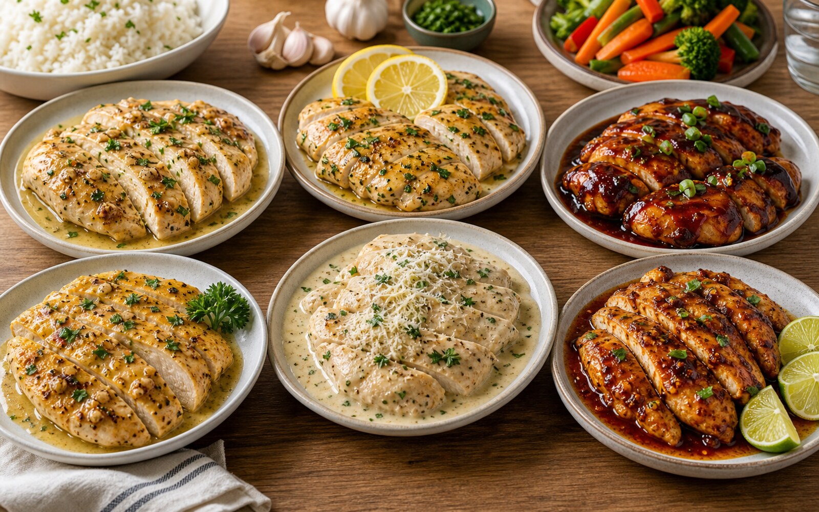 Easy Chicken Breast Sauces Six Ways serving idea.