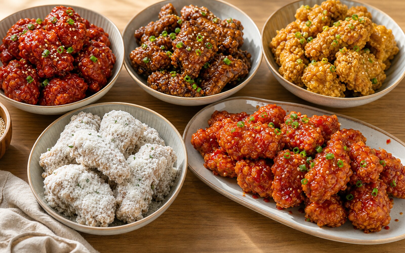 Korean Fried Chicken Variations serving idea.