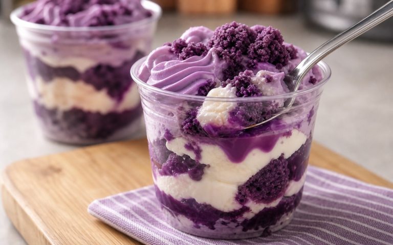 Purple Yam-Inspired Ube Messy Cup with Halaya and Cream recipe