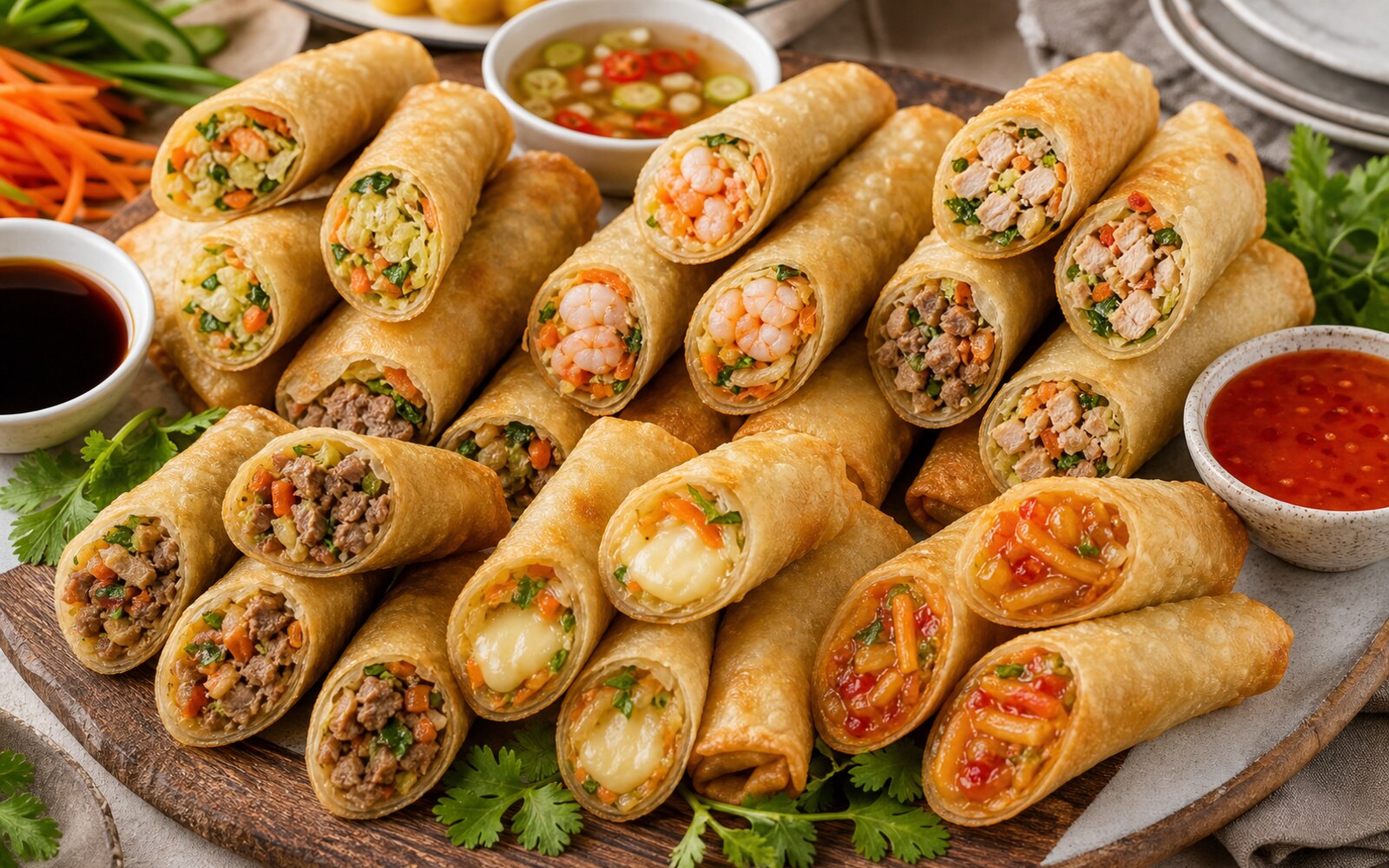 Spring Roll Filling Variations serving idea.