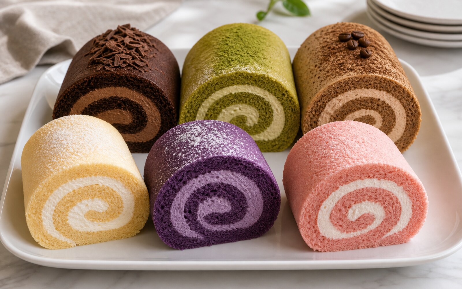 Swiss Roll Cake Flavor Variations serving idea.