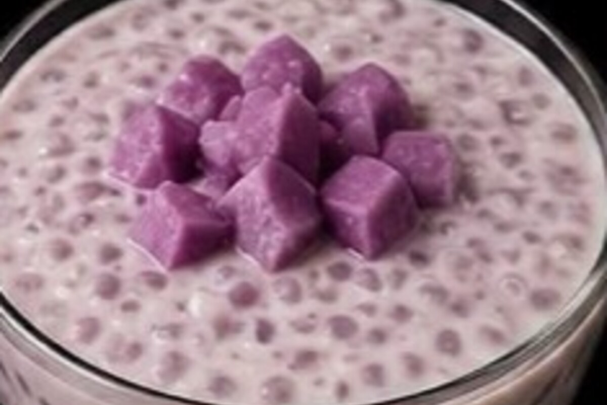 Taro Tapioca Pudding serving idea.