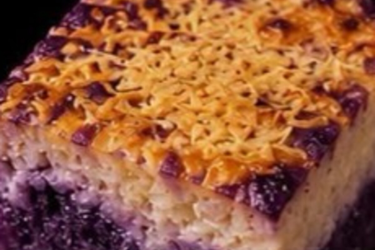 Ube Cassava Cake serving idea.