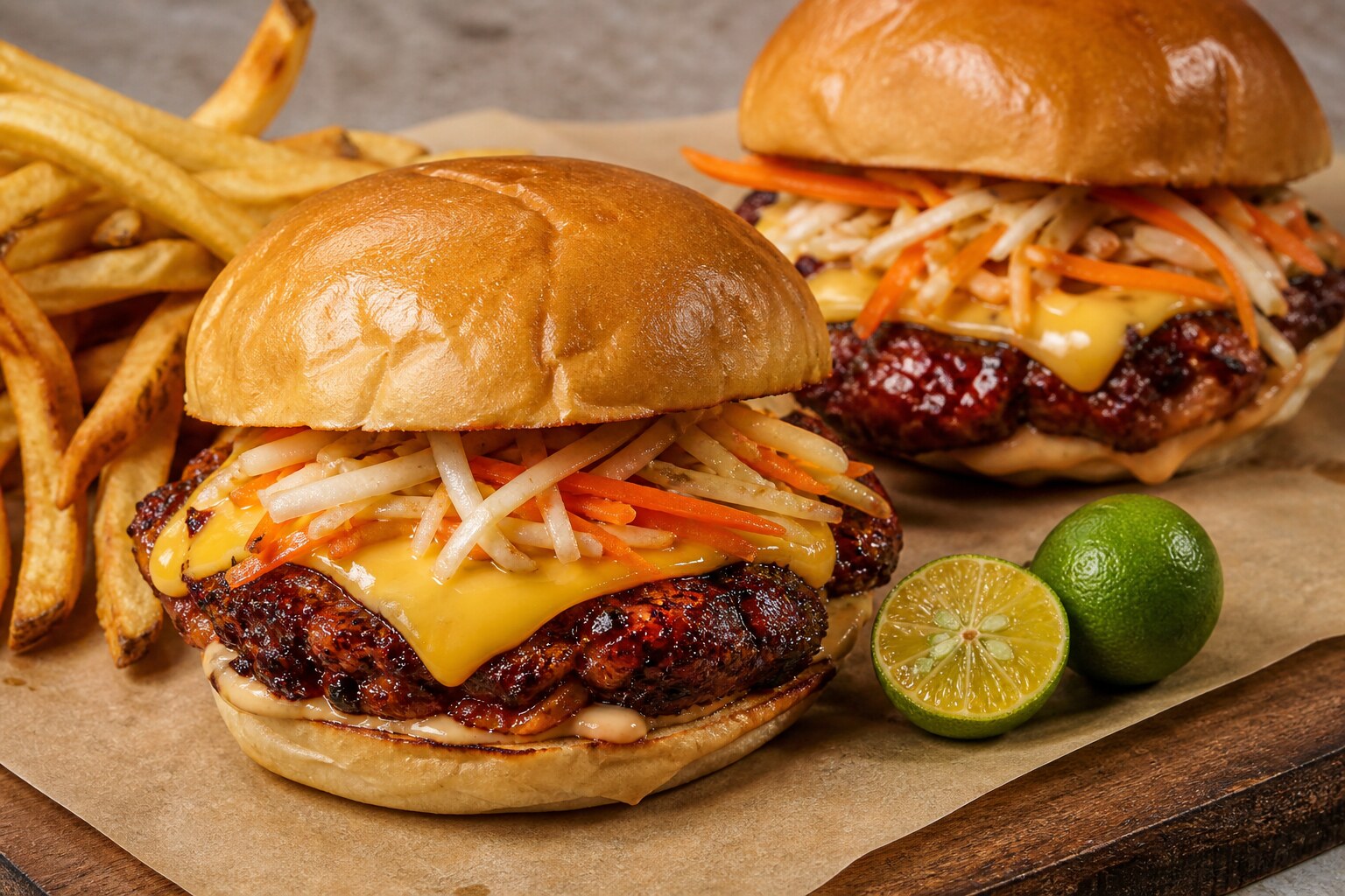 Tocino Smash Burgers with Achara Slaw recipe